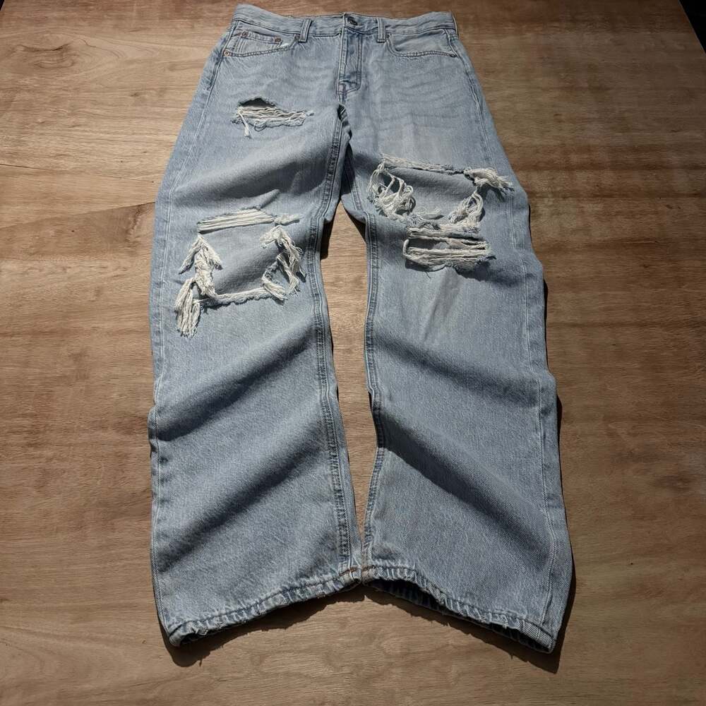 Aeropostale 90's Baggy Ripped Distressed Light Wash Jeans Size 6 R-G
